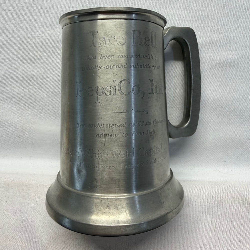 Vintage 1978 Taco Bell PepsiCo Merger Merrill Lynch Boardman Pewter Mug